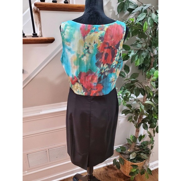 A.B.S Women's Multicolor Silk Round Neck Sleeveless Knee Length Dress Size 12 - Picture 7 of 11